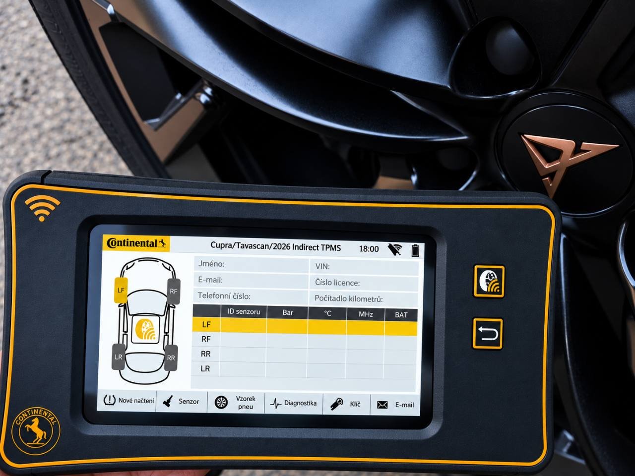 Continental diagnostic device at the wheel of the car CUPRA